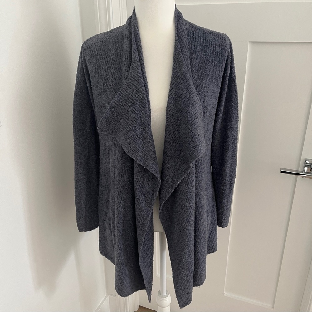 Barefoot Dreams Ribbed Island Wrap Cardigan CozyChic Lite Cosmic Blue Sz S-M*Y7